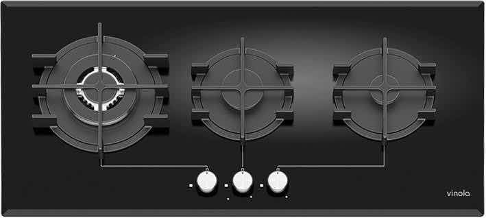 Vinola 9143-08 döküm ızgara siyah cam ankastre ocak